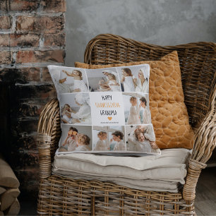 Modern Collage Photo Happy Thanksgiving Grandma Cushion