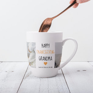 Modern Collage Photo Happy Thanksgiving Grandma Latte Mug