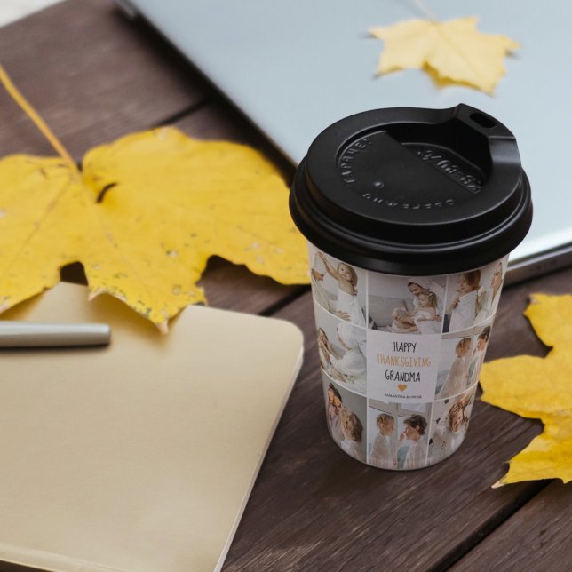 Modern Collage Photo Happy Thanksgiving Grandma Paper Cups (Creator Uploaded)