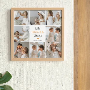 Modern Collage Photo Happy Thanksgiving Grandma Poster