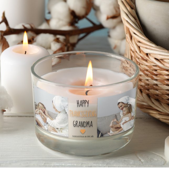 Modern Collage Photo Happy Thanksgiving Grandma Rectangular Sticker (Creator Uploaded)