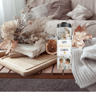 Modern Collage Photo Happy Thanksgiving Grandma Thermal Tumbler