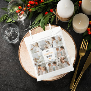 Modern Collage Photo Happy Thanksgiving Grandpa Favour Bag