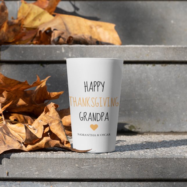 Modern Collage Photo Happy Thanksgiving Grandpa Latte Mug (Creator Uploaded)