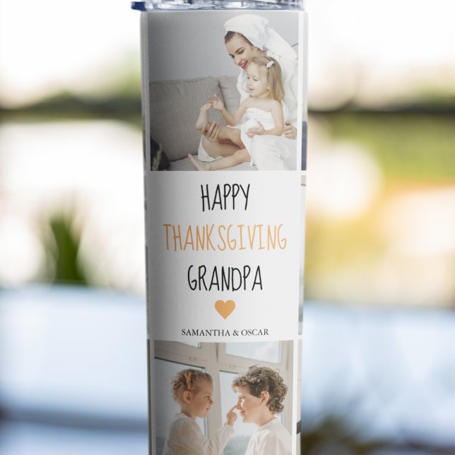 Modern Collage Photo Happy Thanksgiving Grandpa Thermal Tumbler (Creator Uploaded)