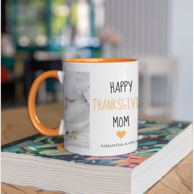 Modern Collage Photo Happy Thanksgiving Mom Mug (Creator Uploaded)