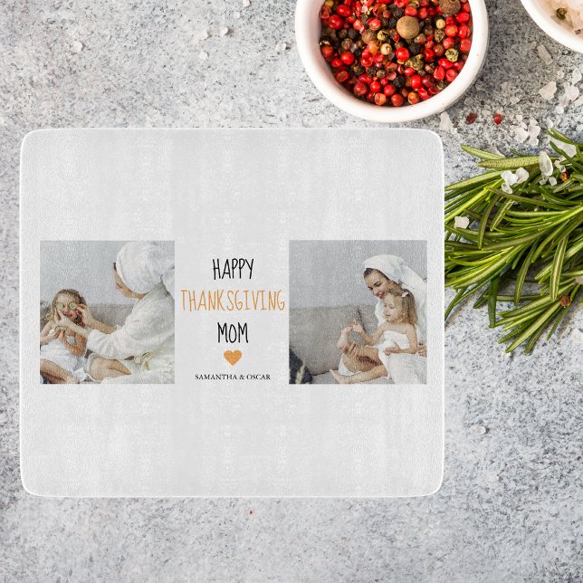 Modern Collage Photo Happy Thanksgiving Mum Cutting Board (Creator Uploaded)