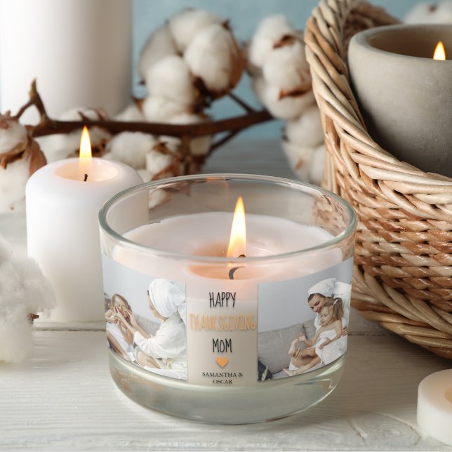 Modern Collage Photo Happy Thanksgiving Mum Rectangular Sticker (Creator Uploaded)