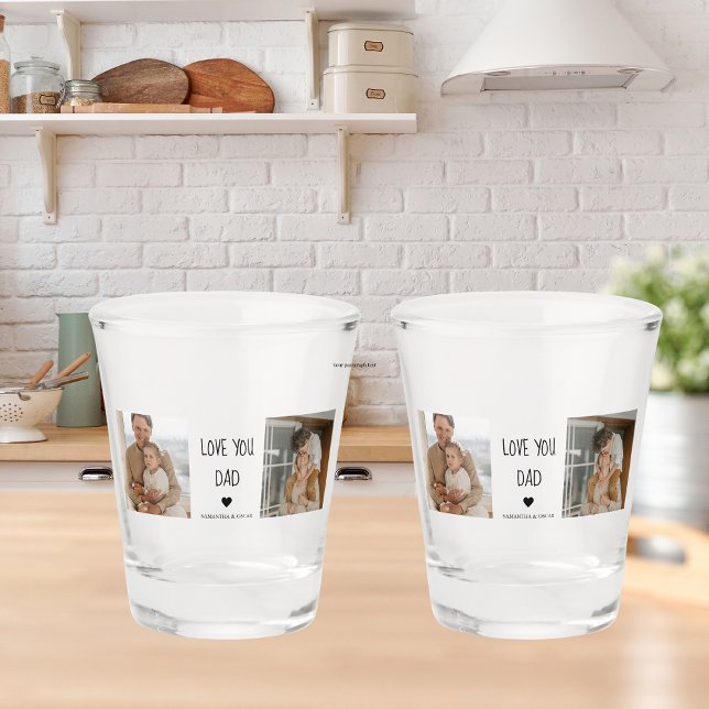 Modern Collage Photo & Love You Dad Gift Shot Glass (Creator Uploaded)