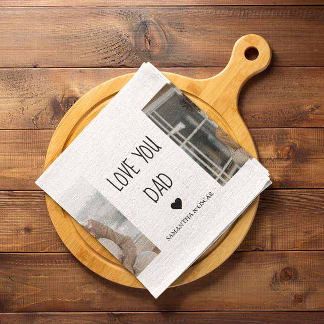 Modern Collage Photo & Love You Dad Gift Tea Towel (Creator Uploaded)