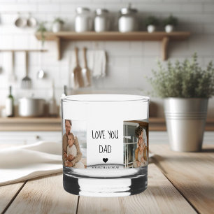 Modern Collage Photo & Love You Dad Gift Whiskey Glass