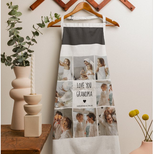 Modern Collage Photo Love You Grandma Best Gift Apron (Creator Uploaded)