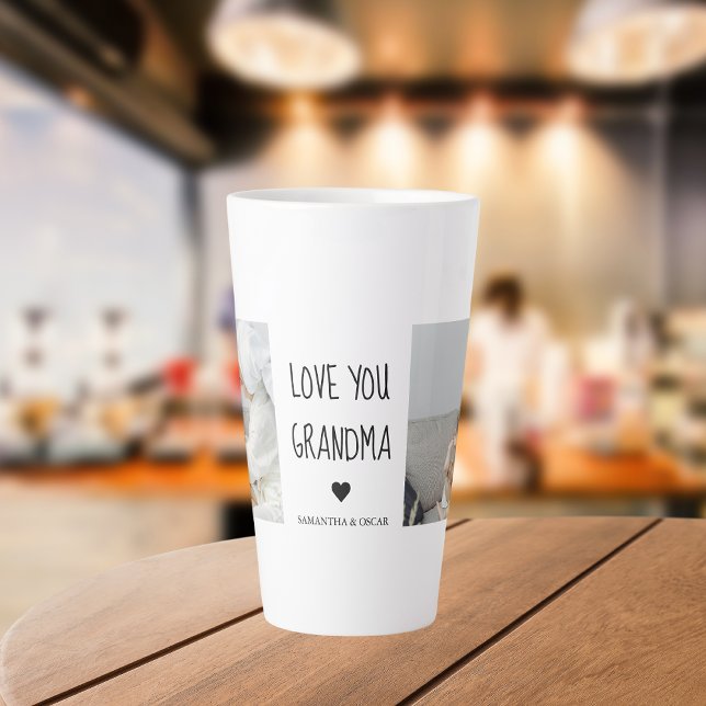 Modern Collage Photo Love You Grandma Best Gift Latte Mug (Creator Uploaded)
