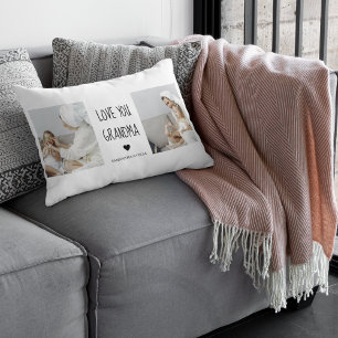Modern Collage Photo Love You Grandma Best Gift Lumbar Cushion