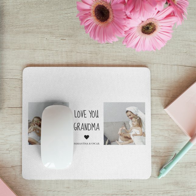 Modern Collage Photo Love You Grandma Best Gift Mouse Pad (Creator Uploaded)