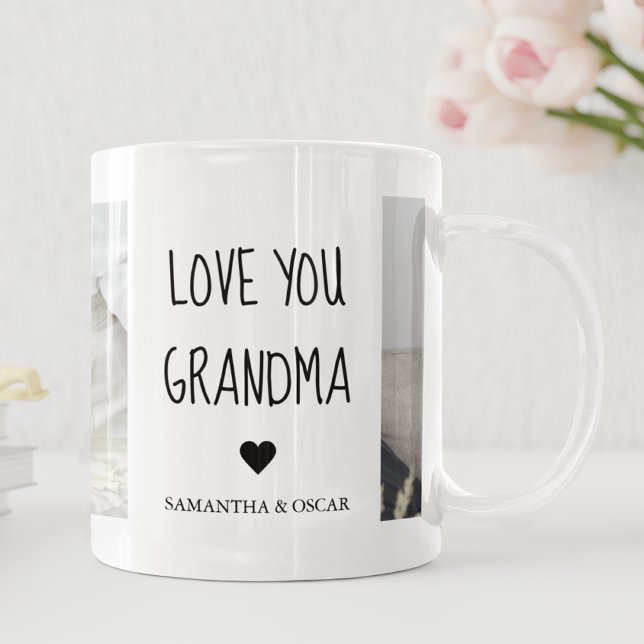 Modern Collage Photo Love You Grandma Best Gift Mug (Creator Uploaded)
