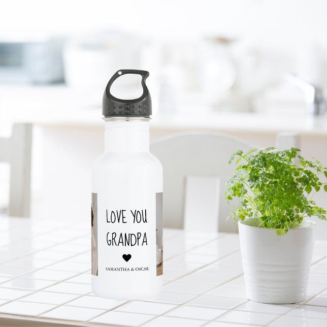 Modern Collage Photo Love You Grandpa Best Gift 532 Ml Water Bottle (Creator Uploaded)