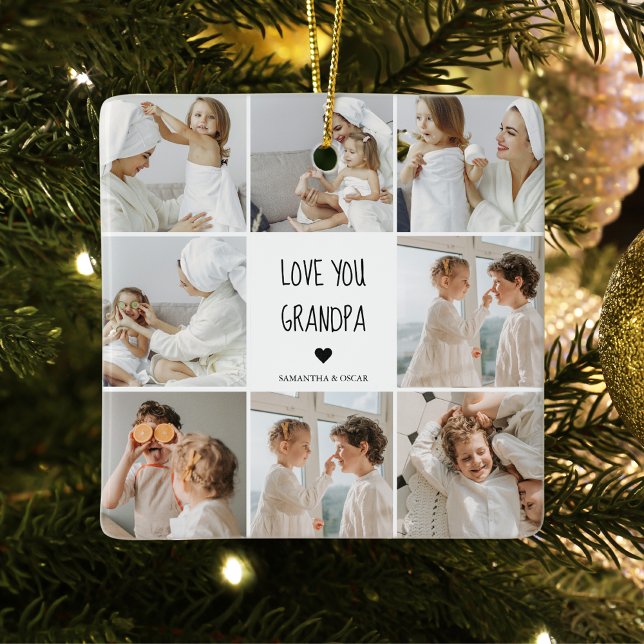 Modern Collage Photo Love You Grandpa Best Gift Ceramic Ornament (Creator Uploaded)