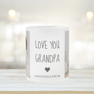 Modern Collage Photo Love You Grandpa Best Gift Frosted Glass Coffee Mug