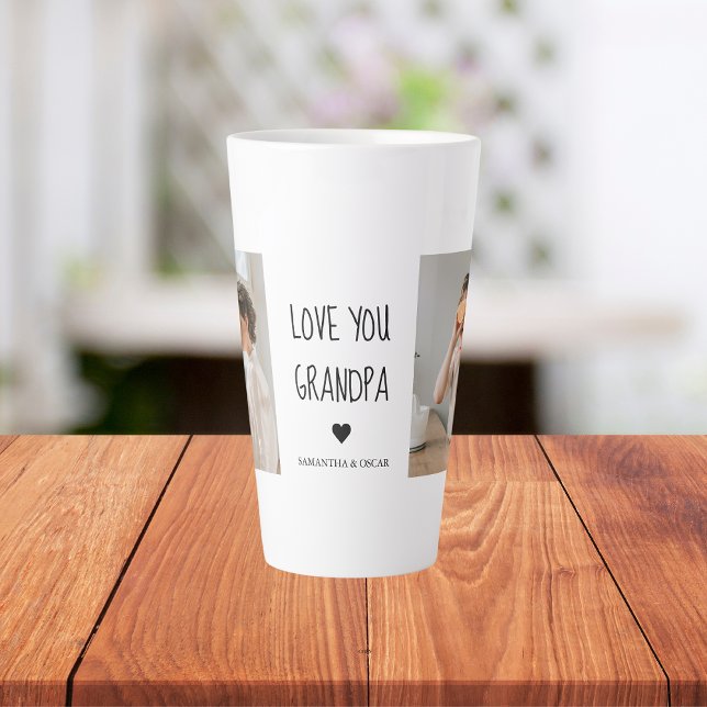 Modern Collage Photo Love You Grandpa Best Gift Latte Mug (Creator Uploaded)