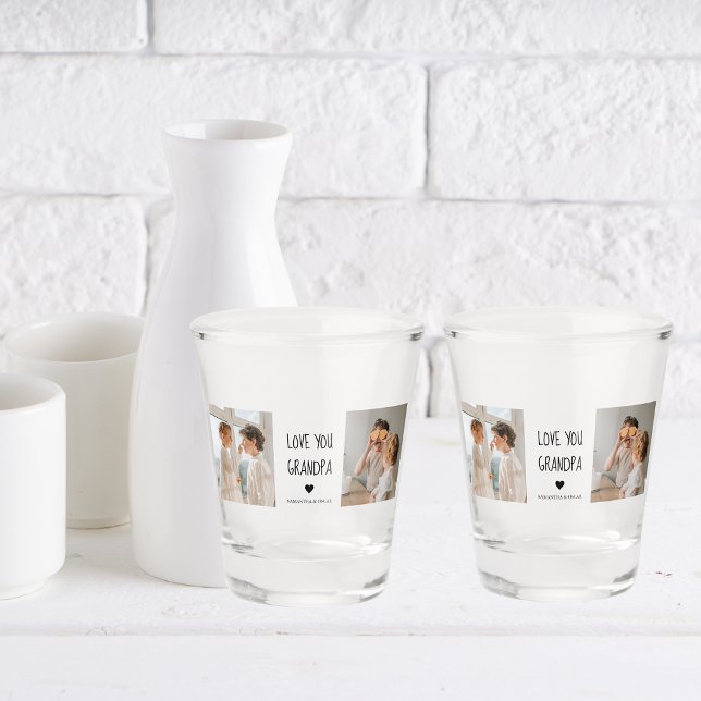 Modern Collage Photo Love You Grandpa Best Gift Shot Glass (Creator Uploaded)