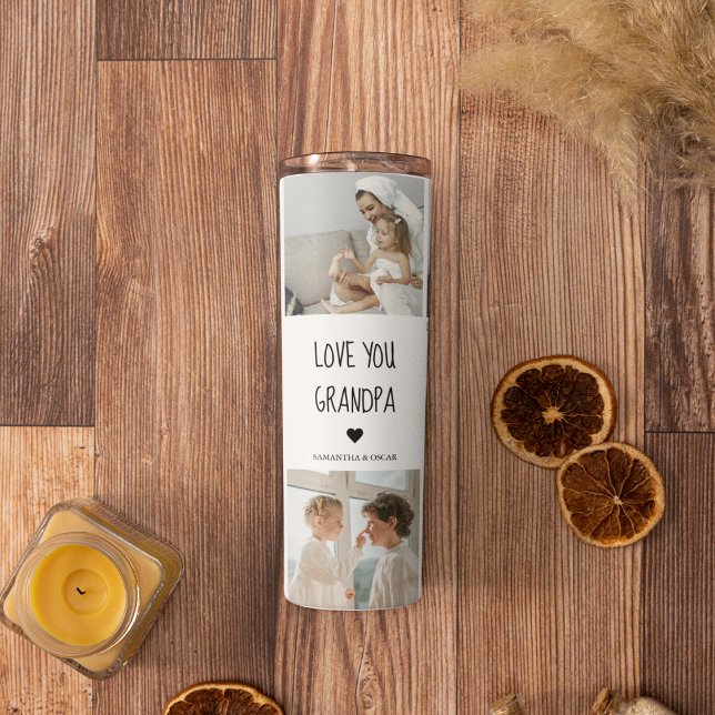 Modern Collage Photo Love You Grandpa Best Gift Thermal Tumbler (Creator Uploaded)