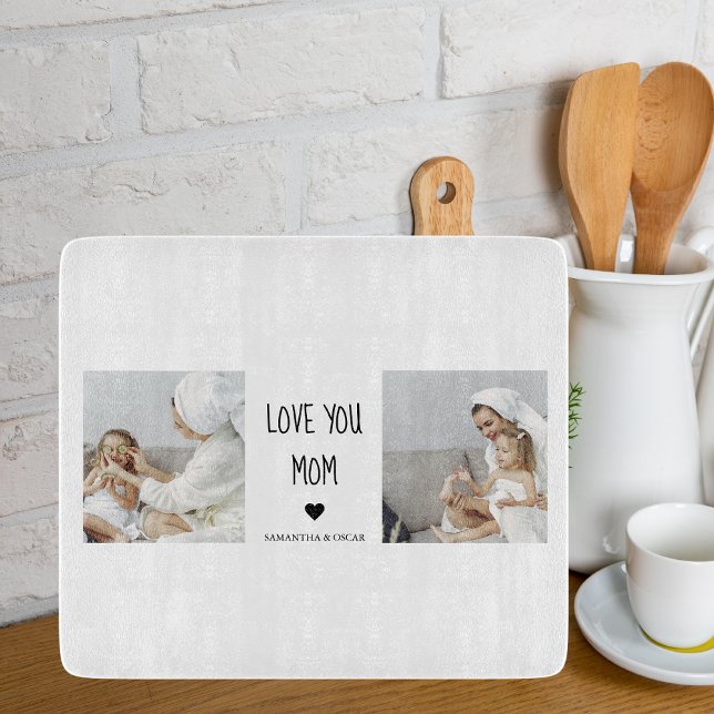 Modern Collage Photo Love You Mum Best Gift Cutting Board (Creator Uploaded)