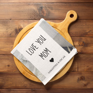 Modern Collage Photo Love You Mum Best Gift Tea Towel