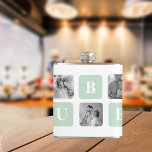 Modern Collage Photo Mint Best Hubby Gift Hip Flask<br><div class="desc">Modern Collage Photo Mint Best Hubby Gift is a personalised gift idea for husbands that combines the beauty of a photo collage with the charm of a mint frame. This unique gift is designed to showcase the most memorable moments shared by the couple, such as their wedding day, romantic dates,...</div>