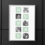 Modern Collage Photo Mint Best Hubby Gift Poster<br><div class="desc">Modern Collage Photo Mint Best Hubby Gift is a personalised gift idea for husbands that combines the beauty of a photo collage with the charm of a mint frame. This unique gift is designed to showcase the most memorable moments shared by the couple, such as their wedding day, romantic dates,...</div>