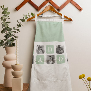 Modern Collage Photo Mint & Happy FathersDay Gift Apron