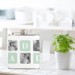 Modern Collage Photo Mint & Happy FathersDay Gift Hip Flask<br><div class="desc">As for a happy Father's Day gift, a modern collage photo mint could be a great option if your dad enjoys photography or has a particular interest in art. You could choose a selection of photos that are meaningful to him, such as family portraits or pictures from memorable trips, and...</div>