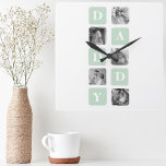 Modern Collage Photo Mint & Happy FathersDay Gift Square Wall Clock<br><div class="desc">As for a happy Father's Day gift, a modern collage photo mint could be a great option if your dad enjoys photography or has a particular interest in art. You could choose a selection of photos that are meaningful to him, such as family portraits or pictures from memorable trips, and...</div>