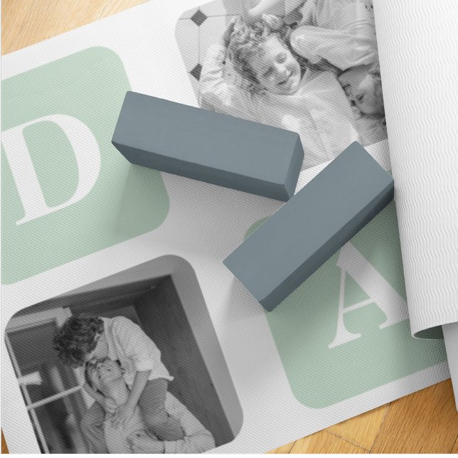 Modern Collage Photo Mint & Happy FathersDay Gift Yoga Mat (Creator Uploaded)