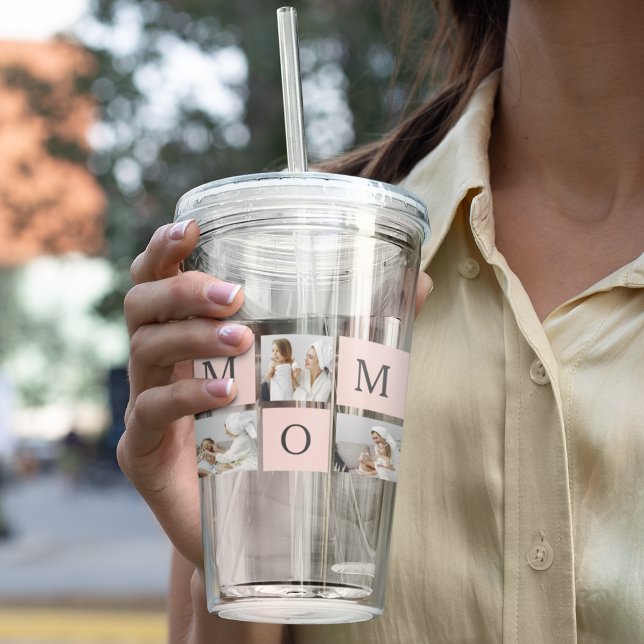 Modern Collage Photo & Pastel Pink Mummy Gift Acrylic Tumbler (Creator Uploaded)