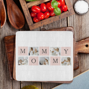 Modern Collage Photo & Pastel Pink Mummy Gift Cutting Board