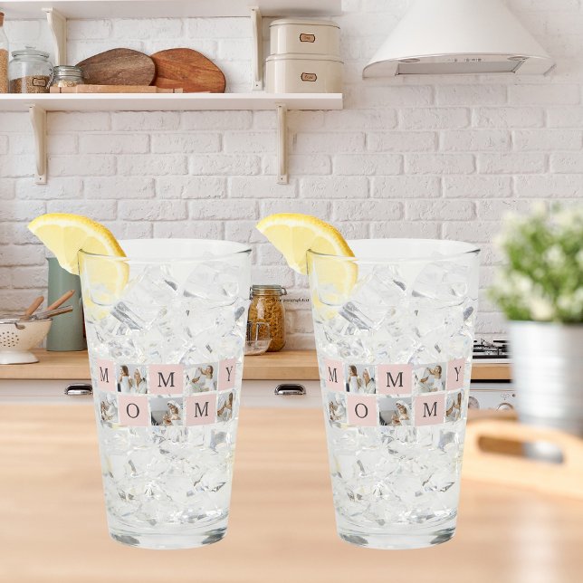 Modern Collage Photo & Pastel Pink Mummy Gift Glass (Creator Uploaded)