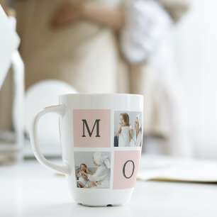 Modern Collage Photo & Pastel Pink Mummy Gift Latte Mug