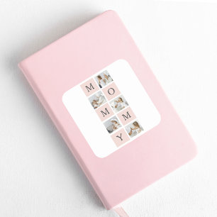 Modern Collage Photo & Pastel Pink Mummy Gift Square Sticker