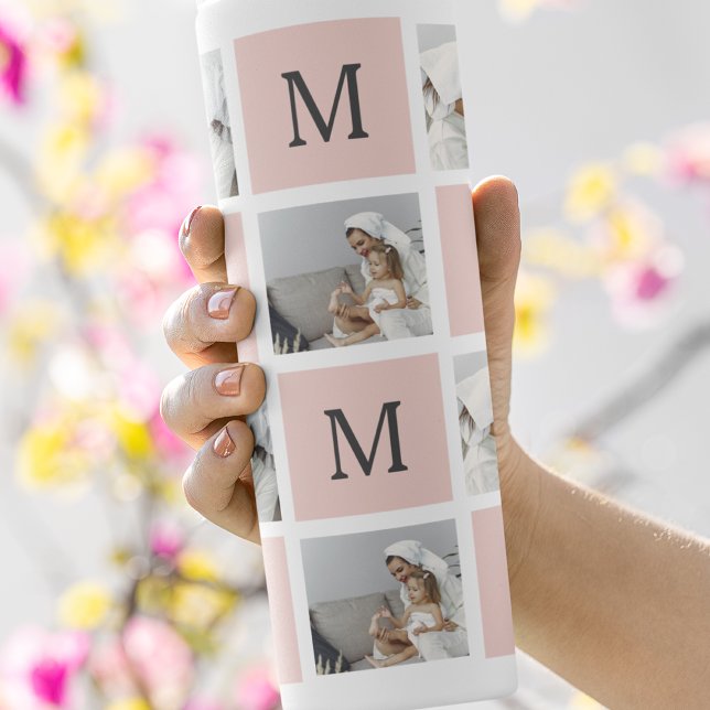 Modern Collage Photo & Pastel Pink Mummy Gift Thermal Tumbler (Creator Uploaded)