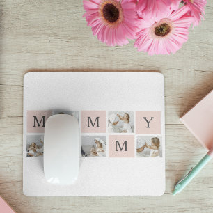 Modern Collage Photo & Pastel Pink Mummy  Mouse Pad