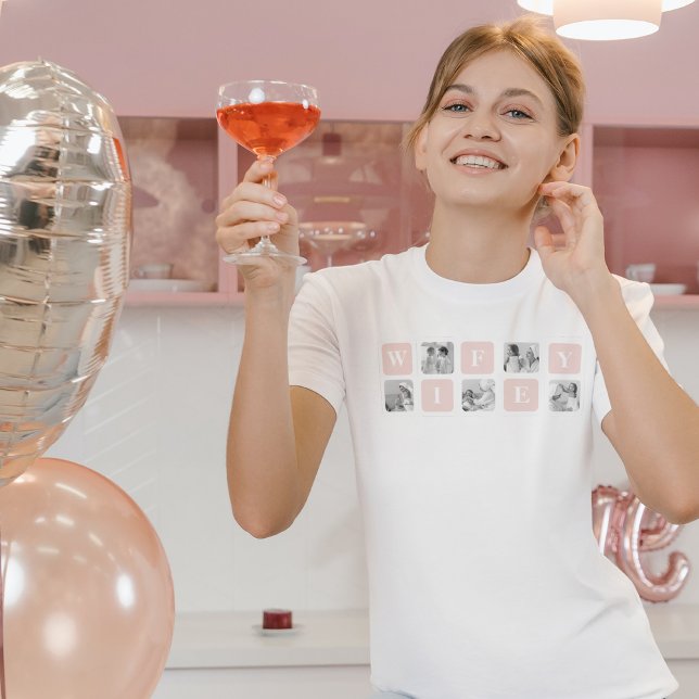 Modern Collage Photo & Pink Gift For Lovely Wifey T-Shirt (Creator Uploaded)