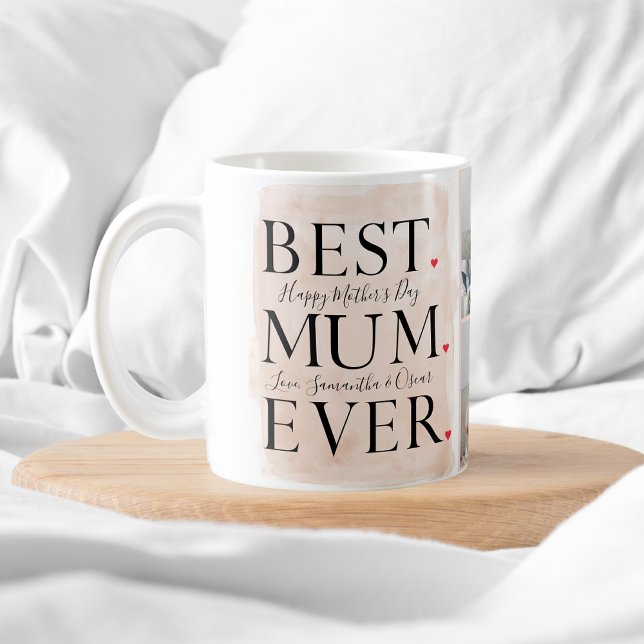 Modern Collage Photo Pink Happy Mothers Day Coffee Mug (Creator Uploaded)