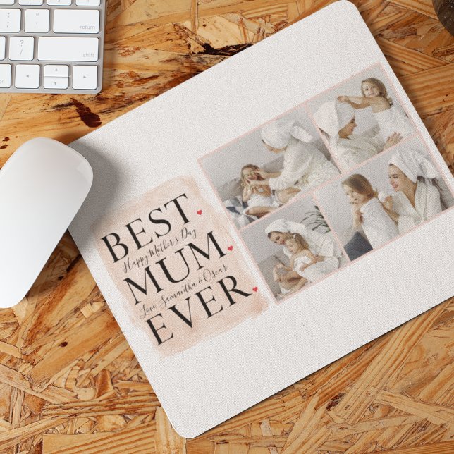 Modern Collage Photo Pink Happy Mothers Day Mouse Pad (Creator Uploaded)