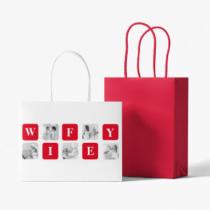 Modern Collage Photo & Red Gift For Lovely Wifey Large Gift Bag