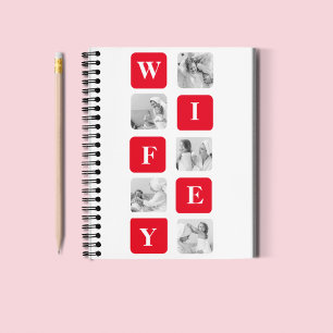 Modern Collage Photo & Red Gift For Lovely Wifey Notebook