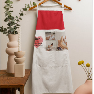 Modern Collage Photo & Red Heart Mother Gift Apron