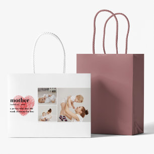 Modern Collage Photo & Red Heart Mother Gift Large Gift Bag