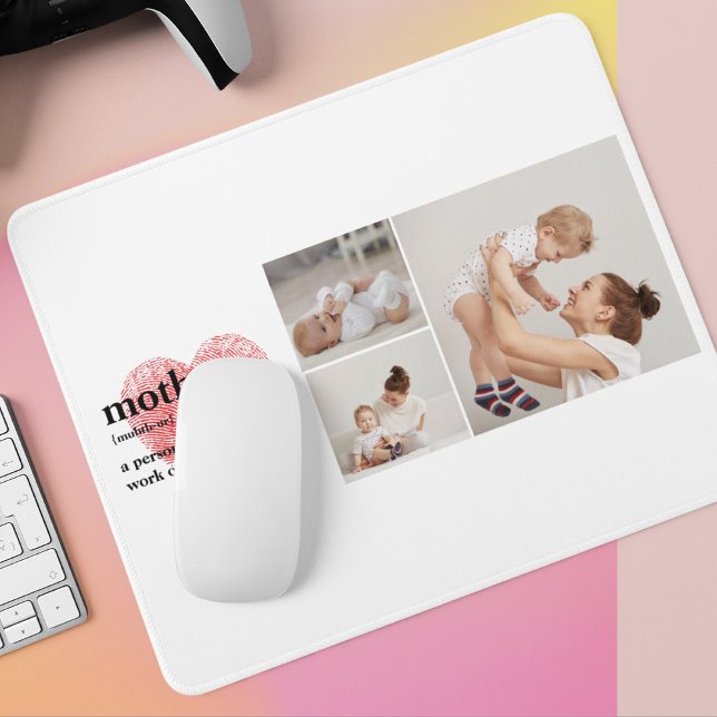 Modern Collage Photo & Red Heart Mother Gift Mouse Pad (Creator Uploaded)