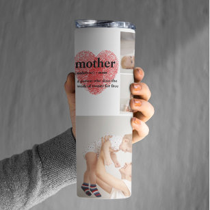 Modern Collage Photo & Red Heart Mother Gift Thermal Tumbler